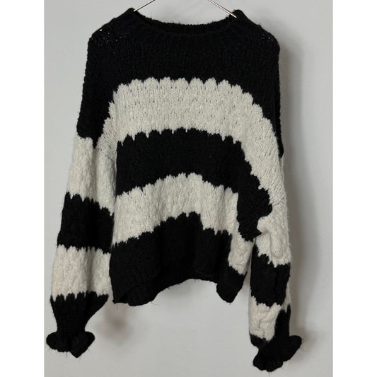 Strickpullover - schwarz weiß