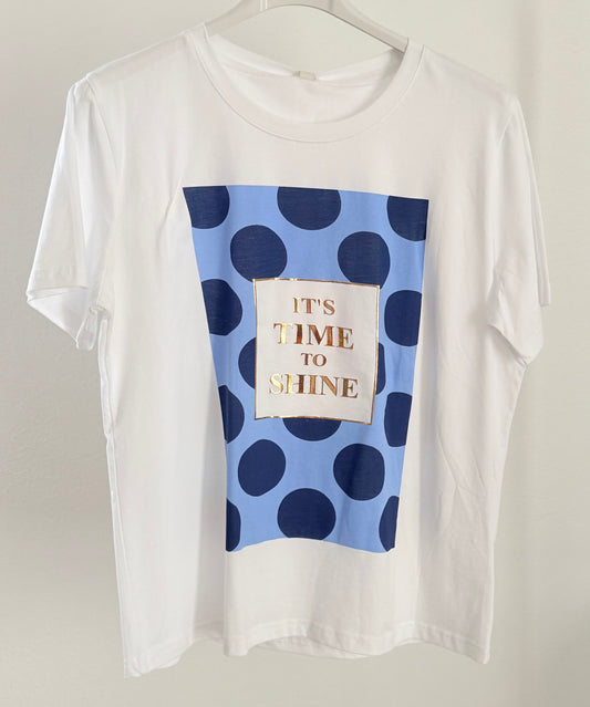 T-Shirt "It´s Time To Shine" Dots - blau