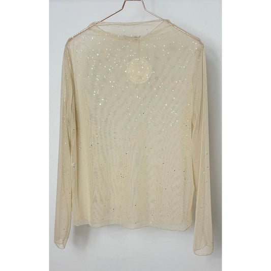 Funkelndes Langarmshirt - transparent beige