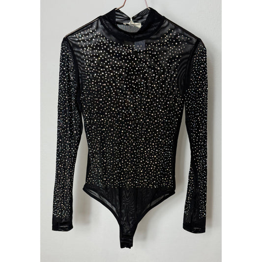Glitzerbody - schwarz
