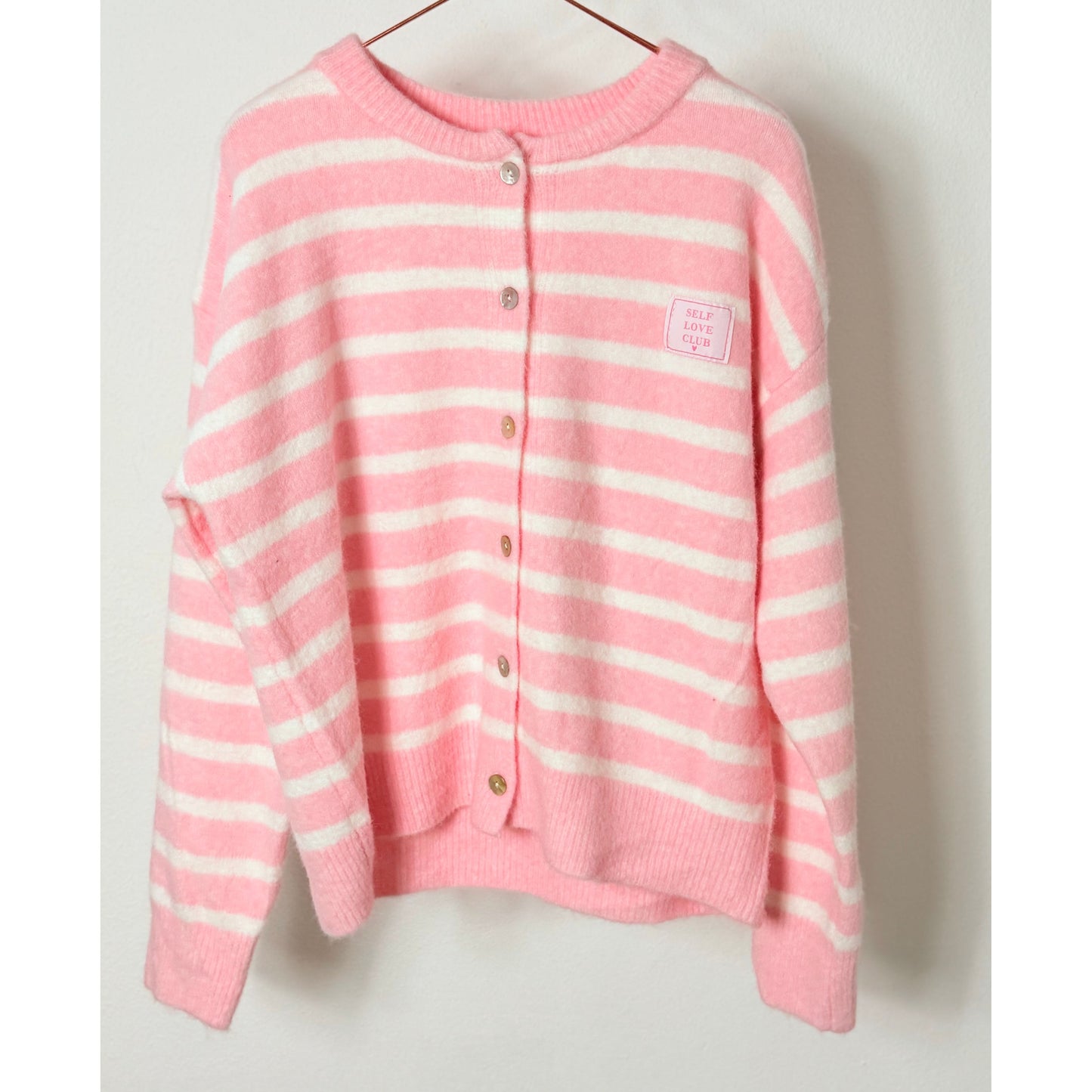 Strickjacke - rosa weiß