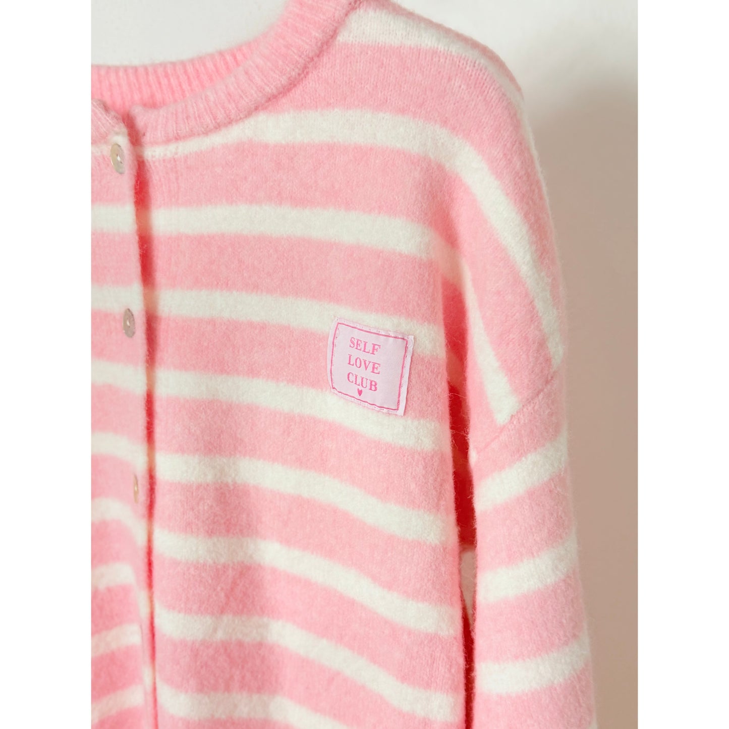 Strickjacke - rosa weiß