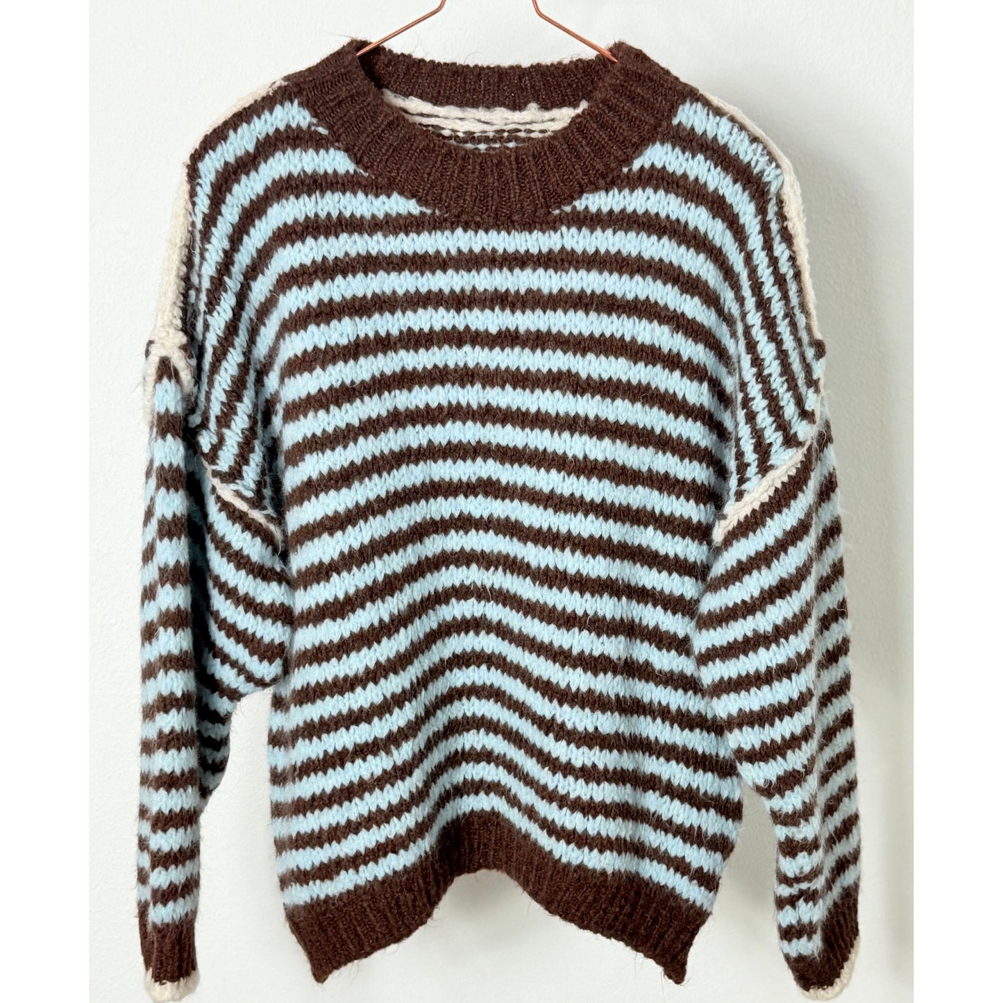 Strickpullover - blau braun