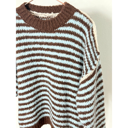 Strickpullover - blau braun