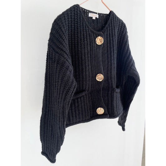 Strickjacke Grobstrick -schwarz-