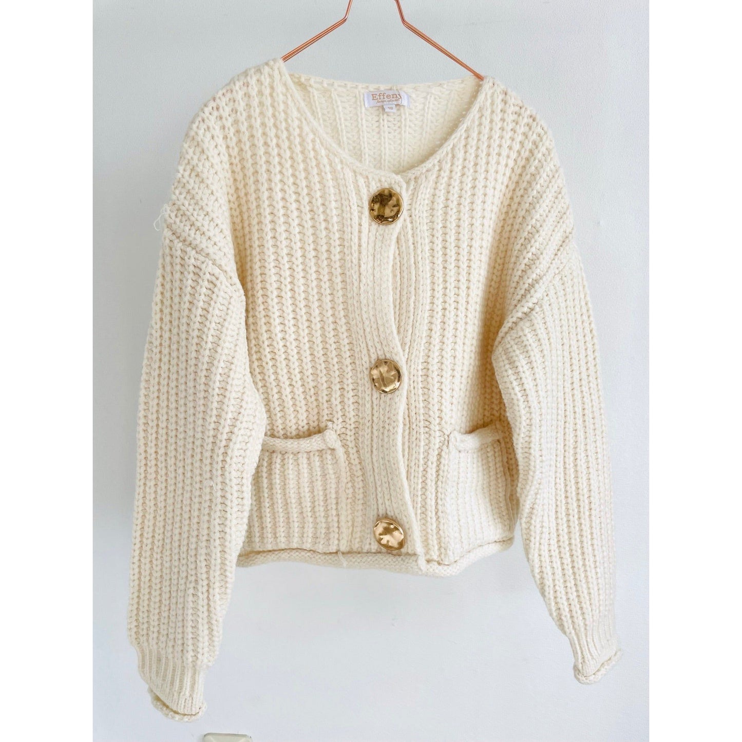 Strickjacke Grobstrick -creme-