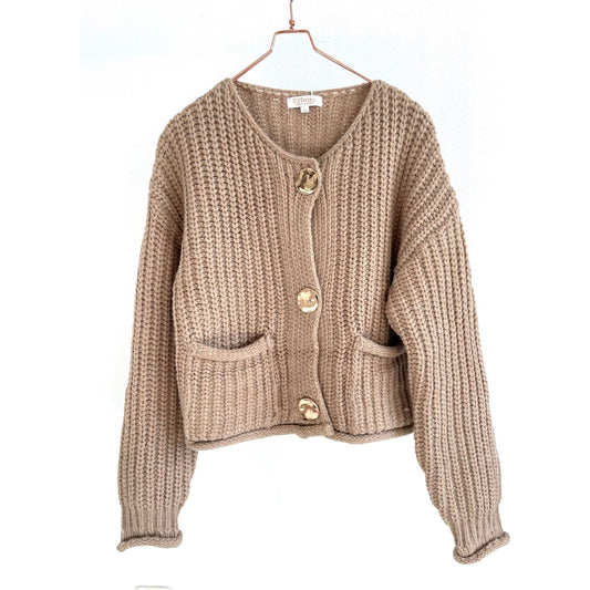 Strickjacke Grobstrick -taupe-