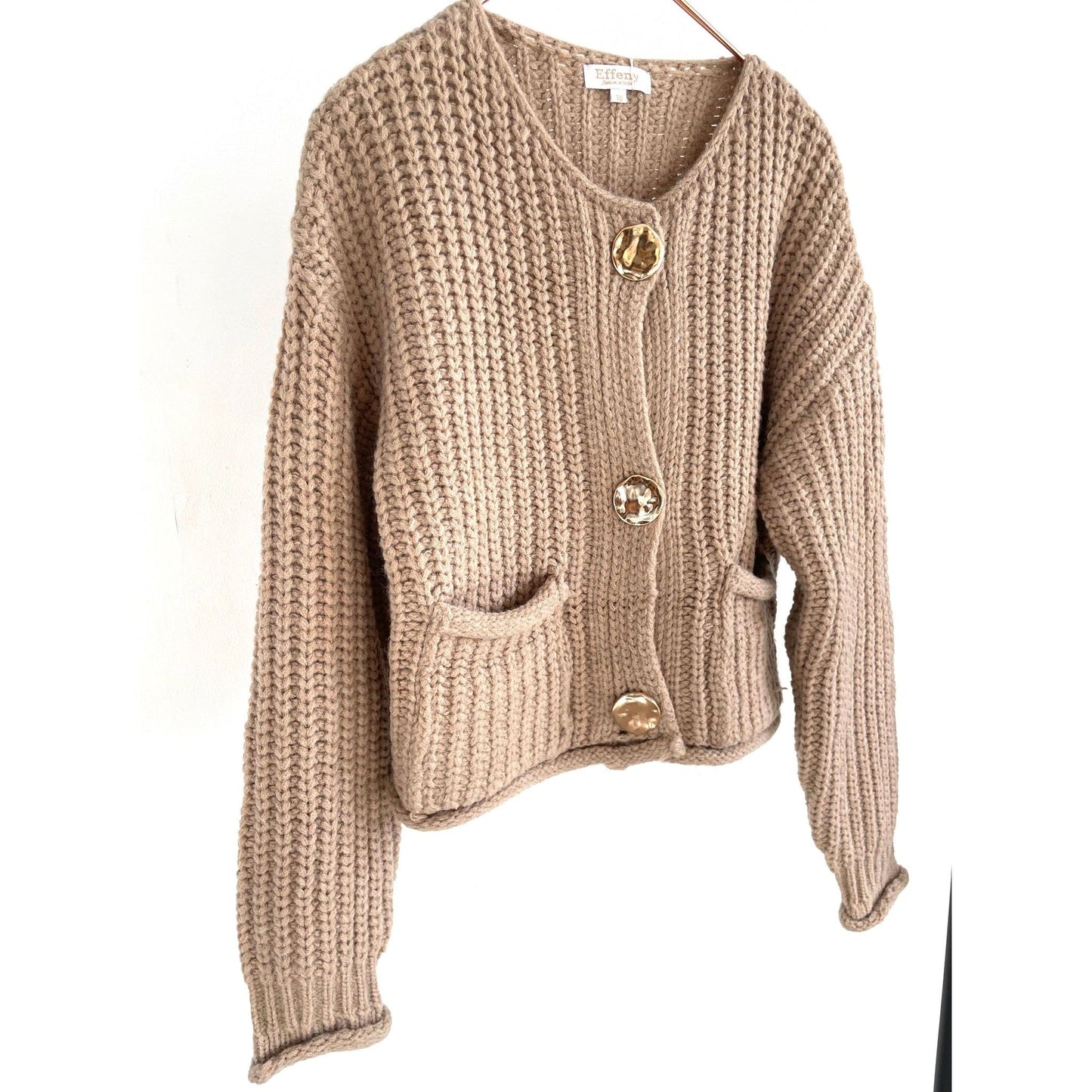 Strickjacke Grobstrick -taupe-