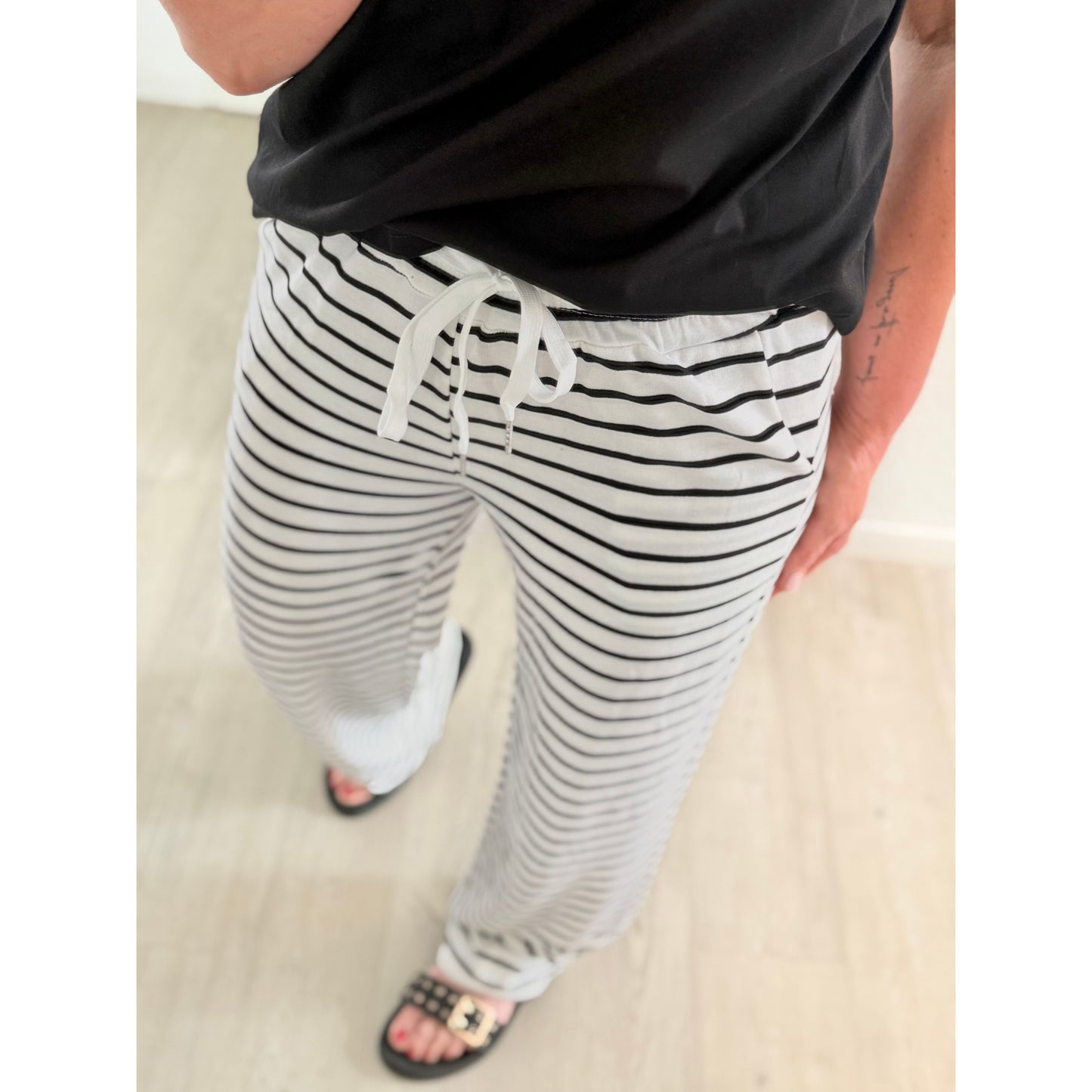 Streifenhose - schwarz