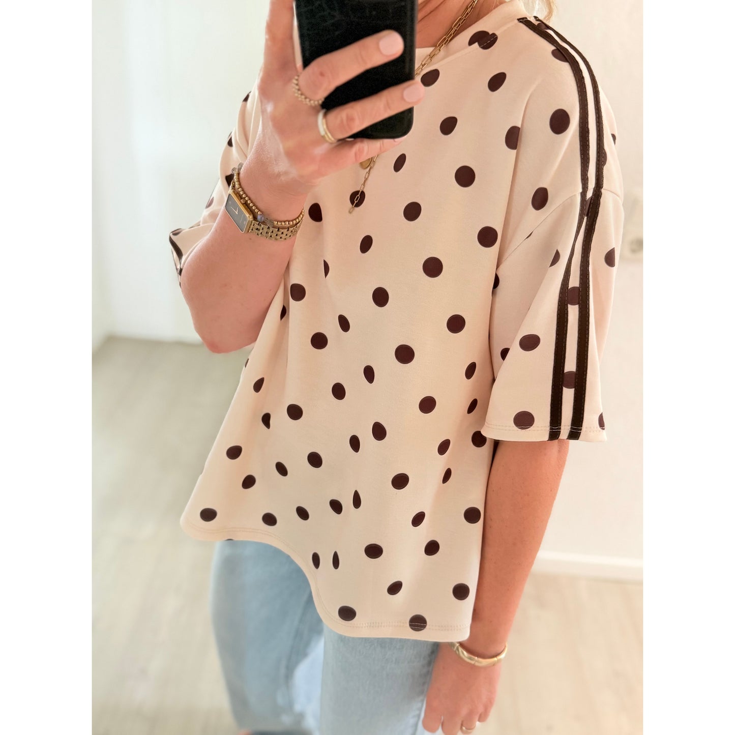 Polka Dot T-Shirt - dunkelbraun