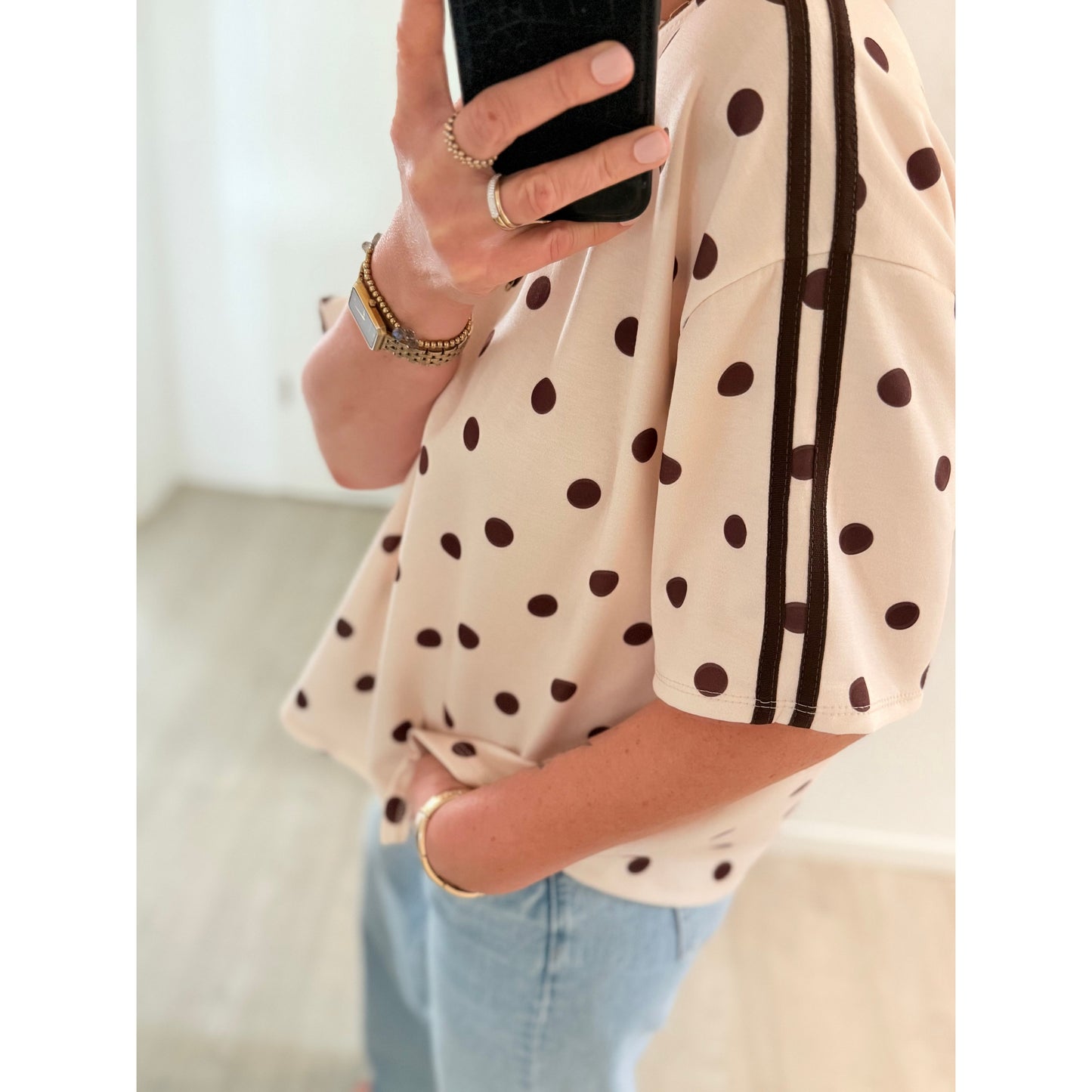 Polka Dot T-Shirt - dunkelbraun