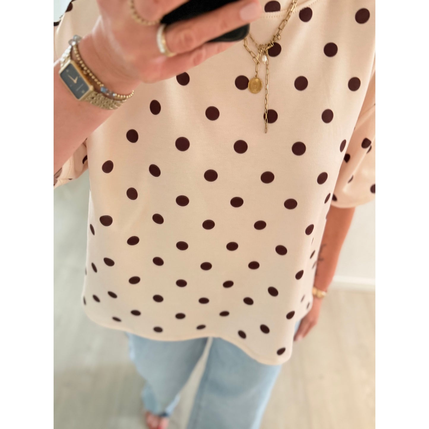 Polka Dot T-Shirt - dunkelbraun