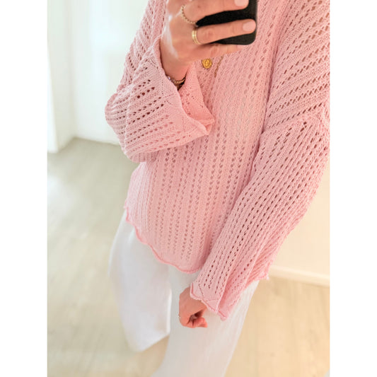 Pullover im Häkellook - rosa