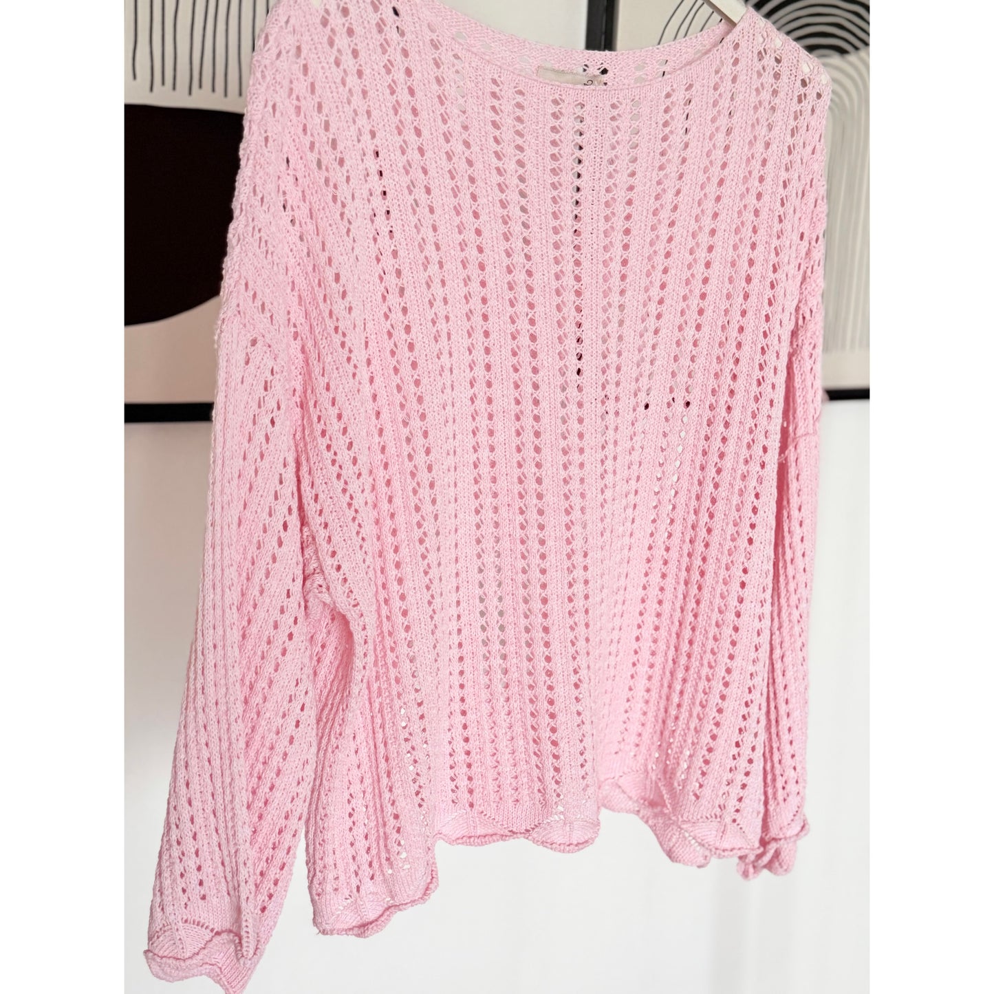 Pullover im Häkellook - rosa