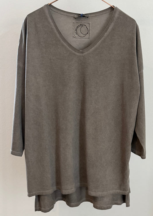 T-Shirt mit 3/4 Ärmel - grau