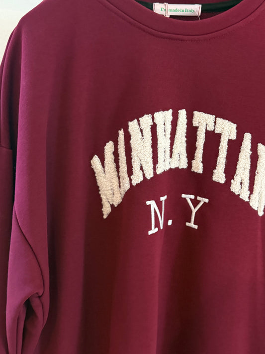 Sweater "Manhattan N.Y" - bordeaux