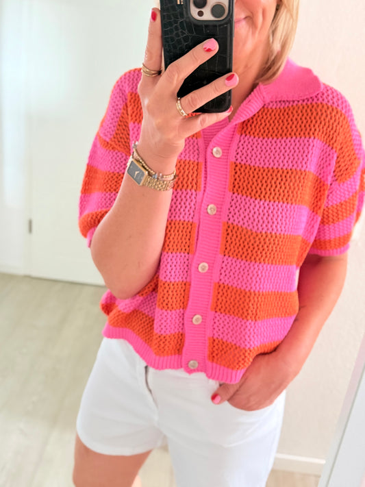 Häkelshirt - pink orange