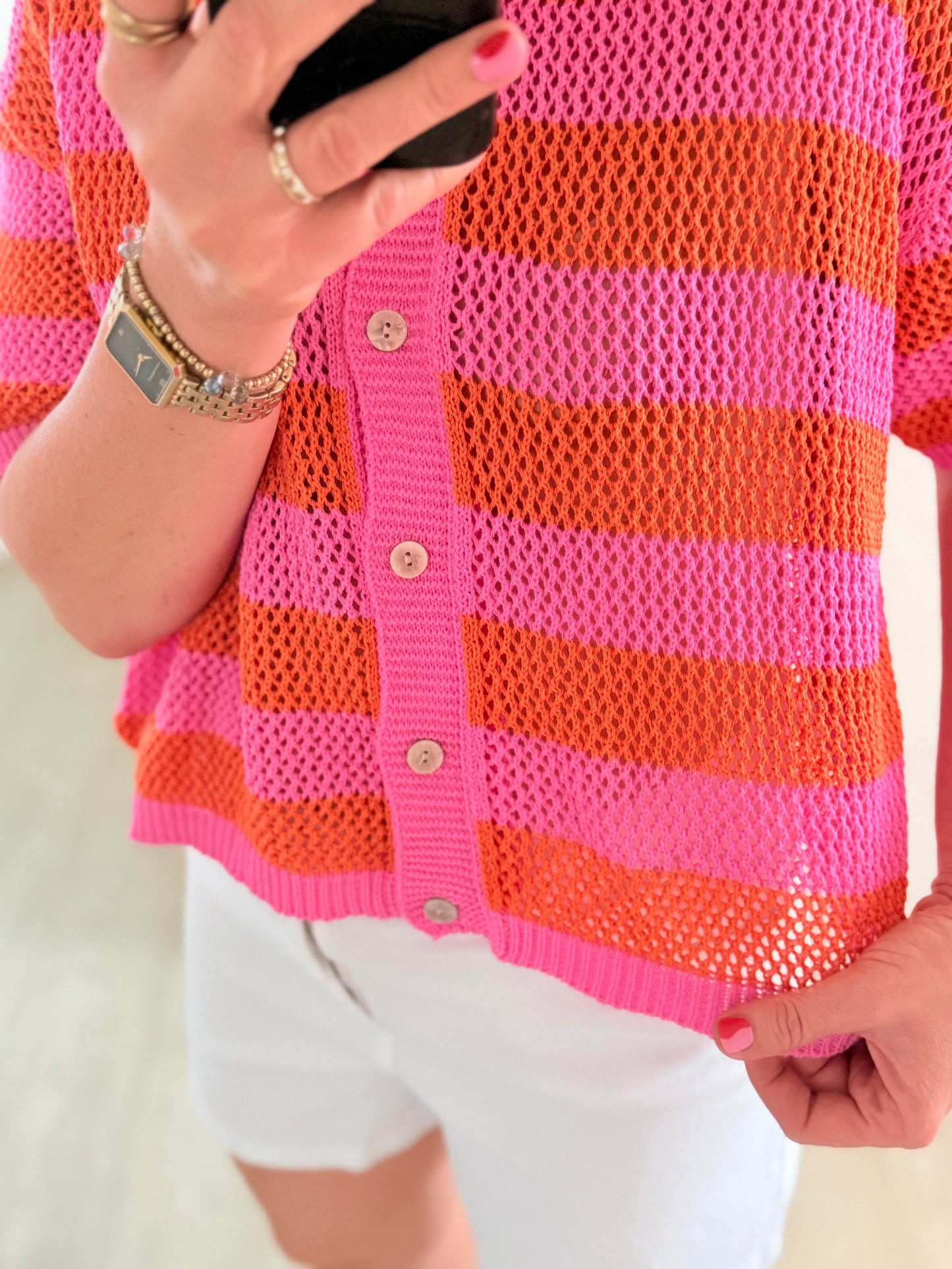 Häkelshirt - pink orange
