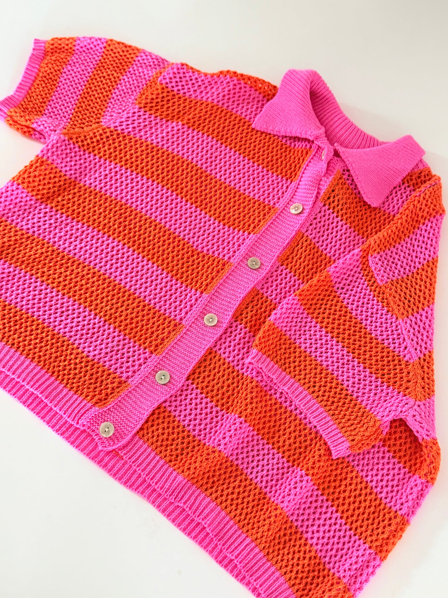 Häkelshirt - pink orange
