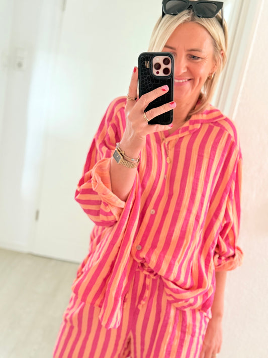 Musselin Bluse - gestreift