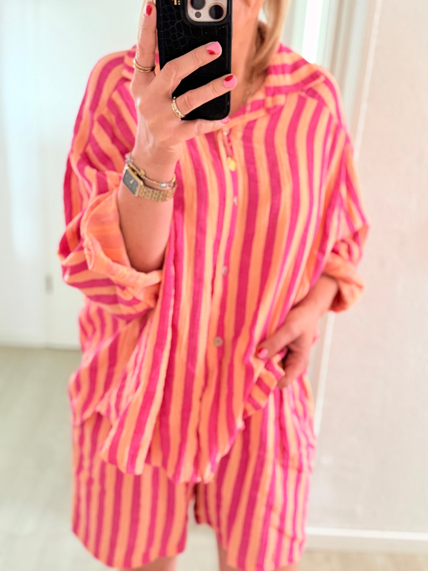 Musselin Bluse - gestreift