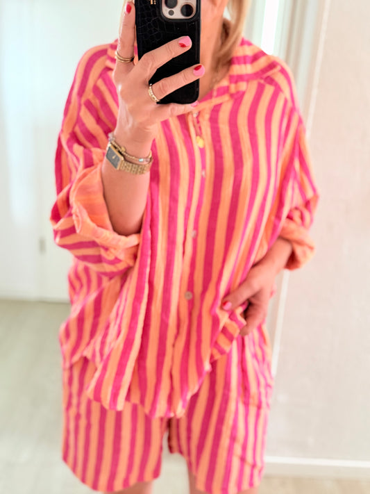Musselin Bluse - gestreift