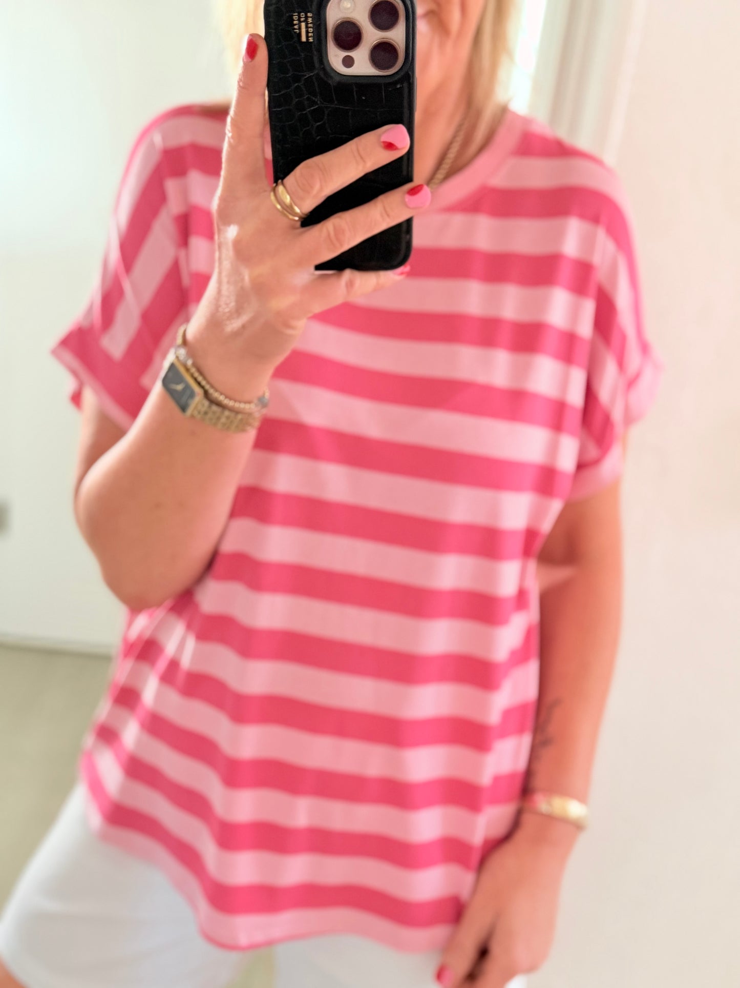 T-Shirt gestreift - pink