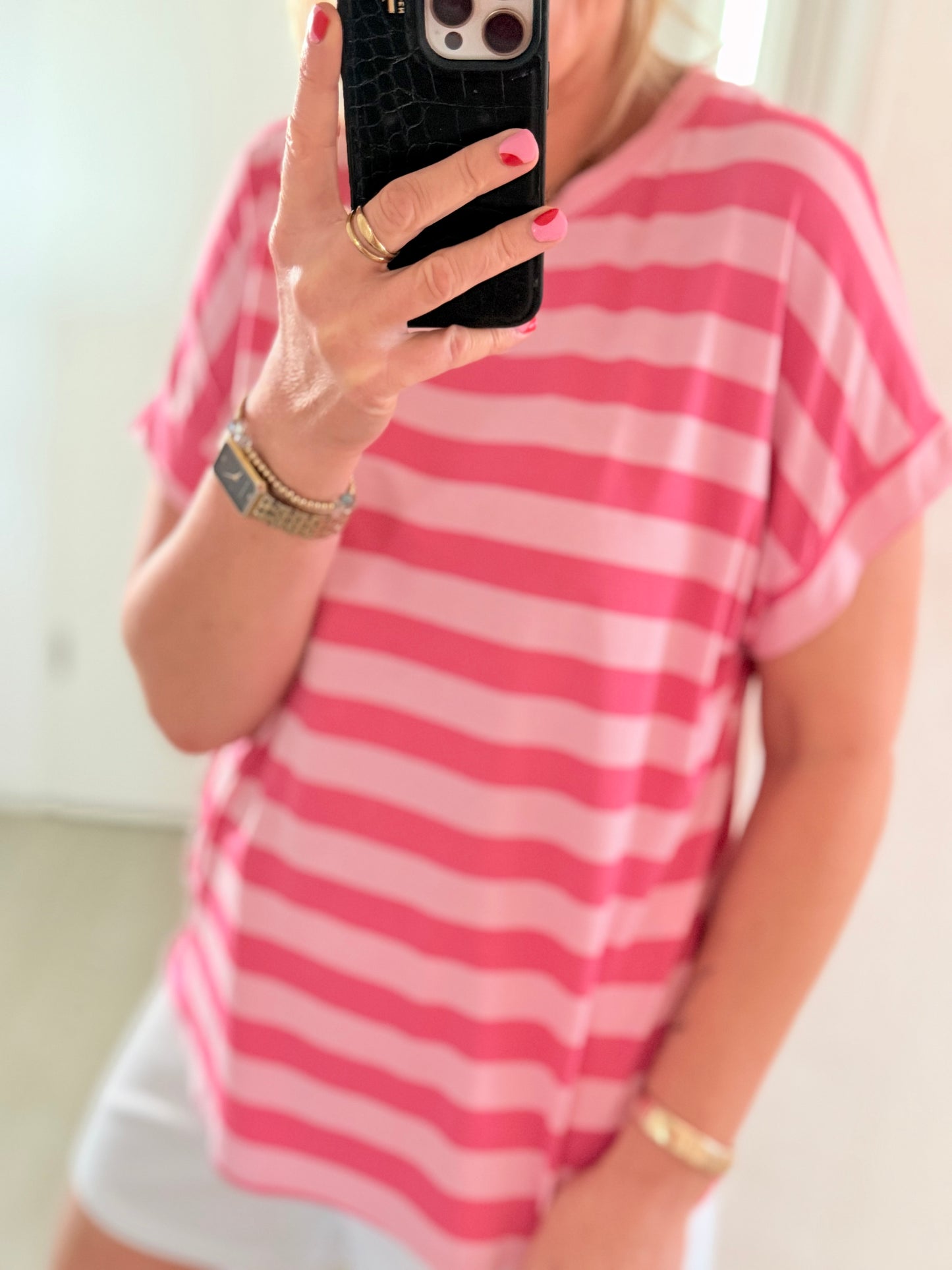 T-Shirt gestreift - pink