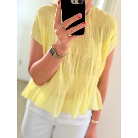 Gesmoktes T-Shirt - butteryellow