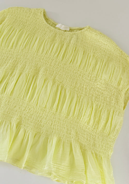 Gesmoktes T-Shirt - butteryellow