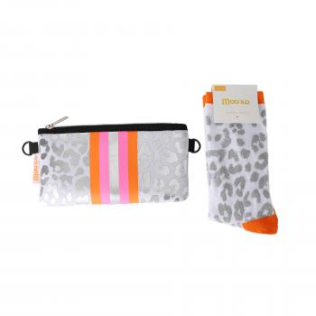 Moo´ilo Silber Leo- Socke mit Leo- Clutch