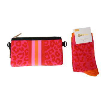 Moo´ilo Pinke Leo- Socke mit Leo- Clutch