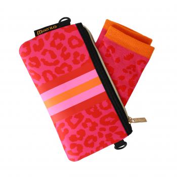 Moo´ilo Pinke Leo- Socke mit Leo- Clutch