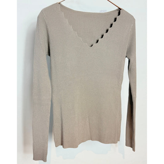 Shirt mit Zick Zack - taupe