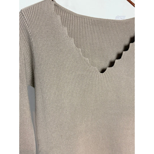 Shirt mit Zick Zack - taupe