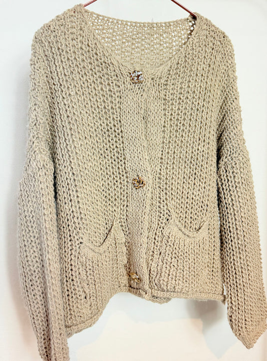 Strickjacke - taupe