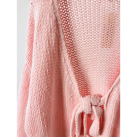 Grobe Strickjacke -rosa-