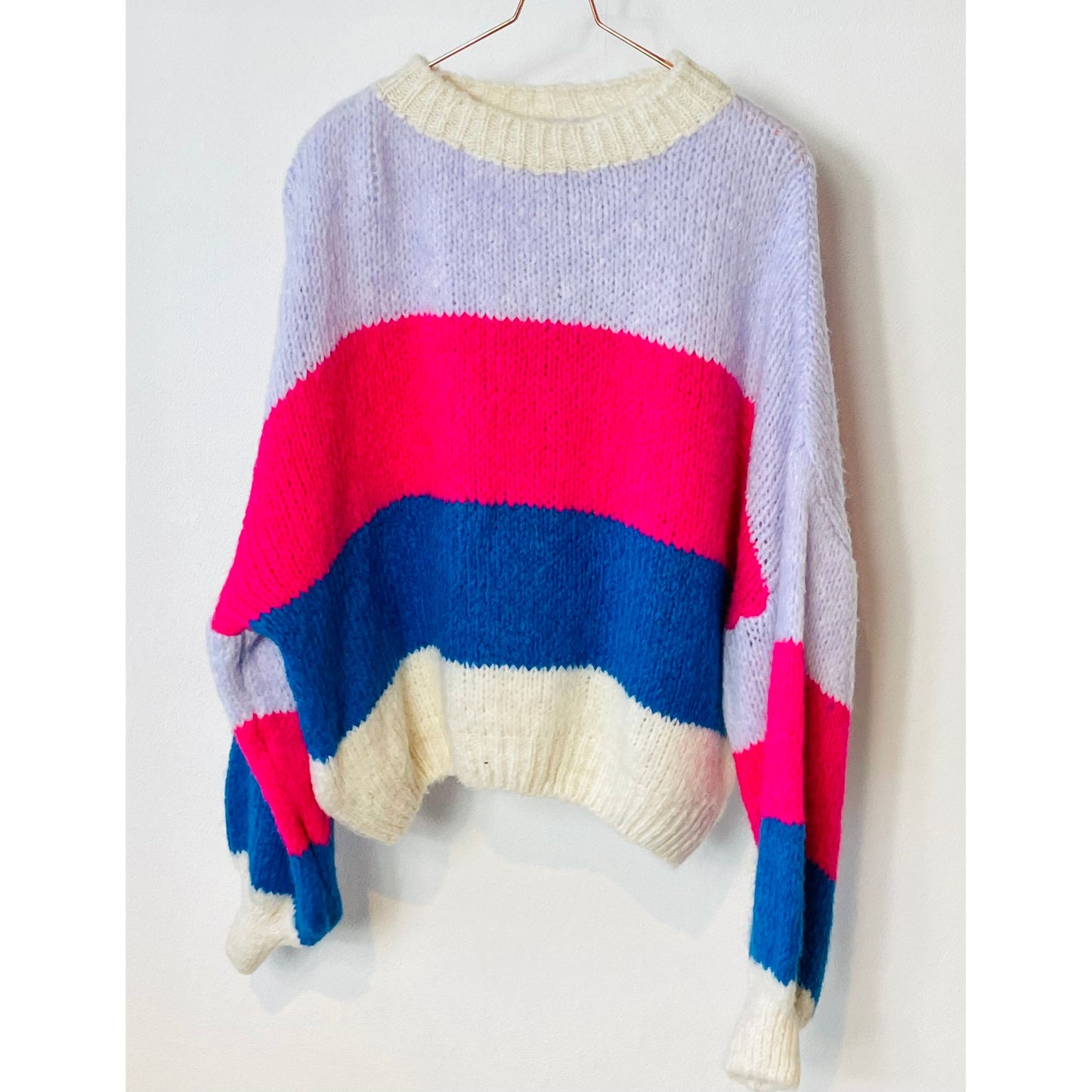 Pullover -beige flieder pink blau-