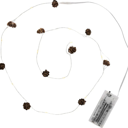 Ib Laursen Lichterkette mit 10 LED-Lichtern und Zapfen