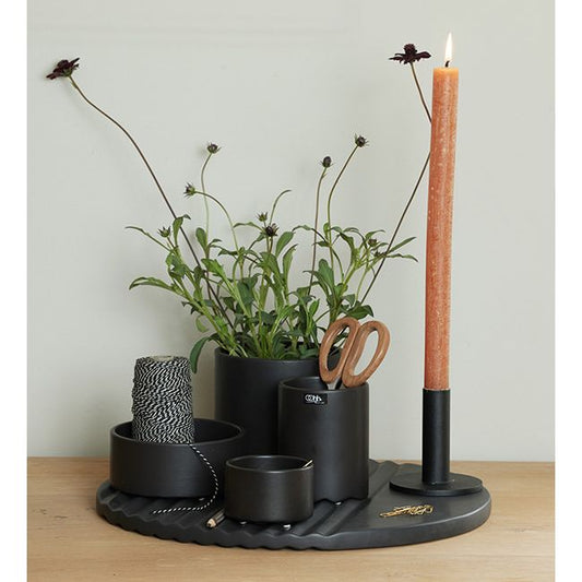 Lübech Living Round Wave Tray - black matte