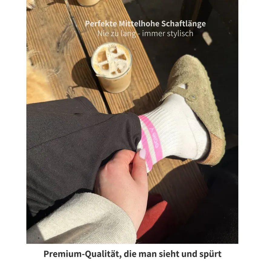 le ooley Socke - Streetmood Light White Neon Pink