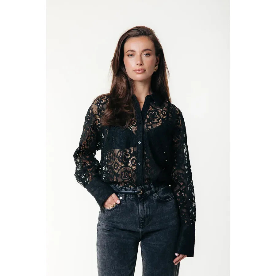 Colourful Rebel Talia Rebel 23 Spitzenbluse - black