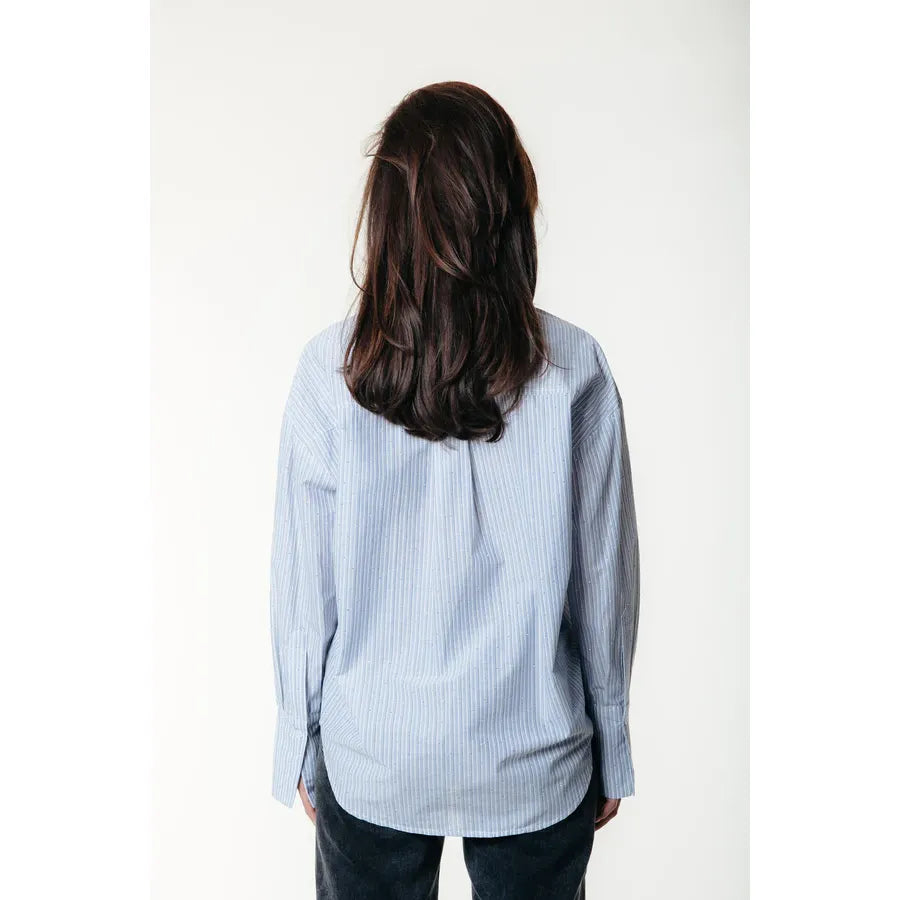 Colourful Rebel Talia Strass-Streifenbluse - light blue