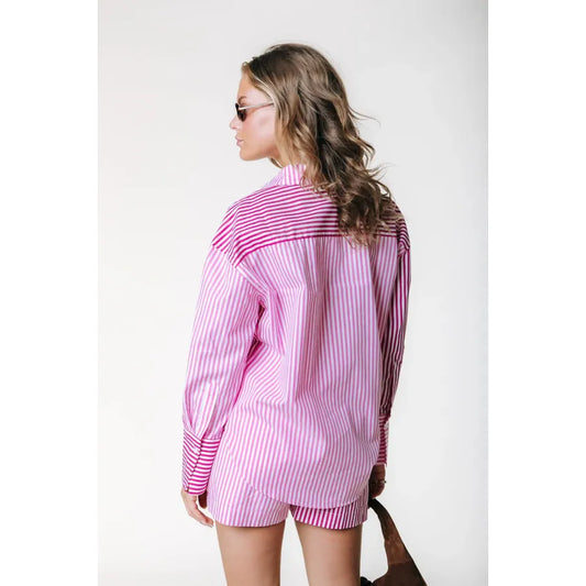 Colourful Rebel Talia Streifenbluse - hellrosa