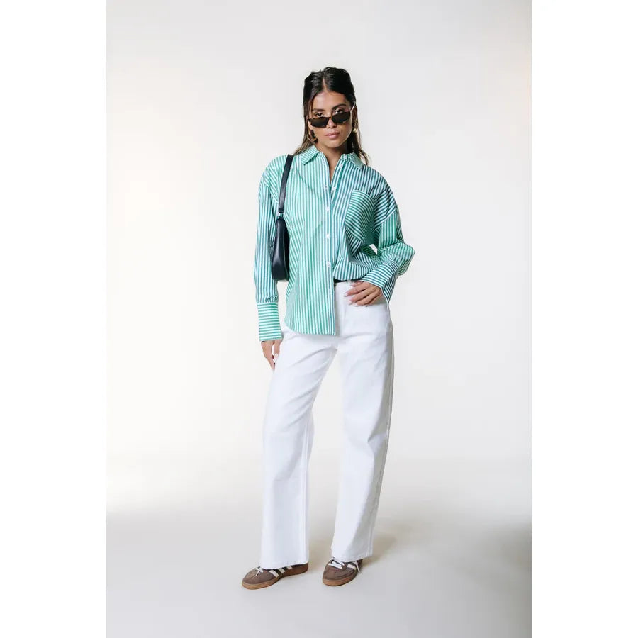 Colourful Rebel Talia Streifenbluse - grün