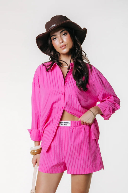 Colourful Rebel Moon Stripe Bluse - pink