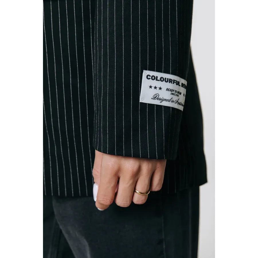 Colourful Rebel Jesra Nadelstreifen Nr. 9 Spitzenblazer - black