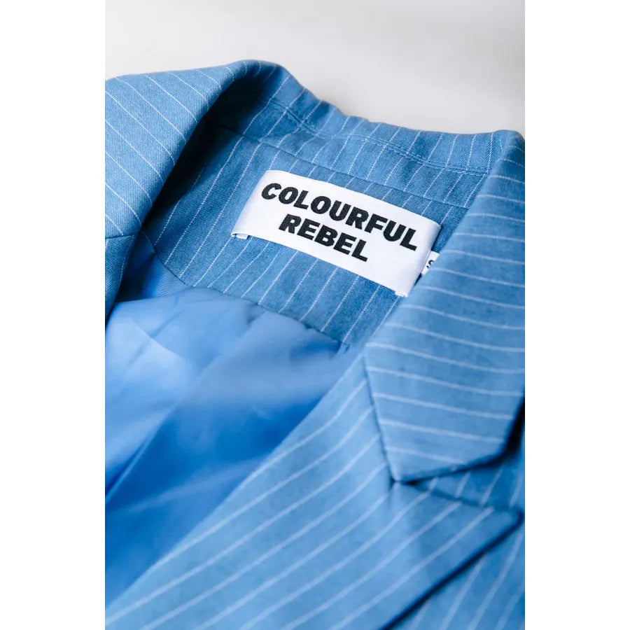 Colourful Rebel Jesra Nadelstreifen-Melange-Blazer - grey blue