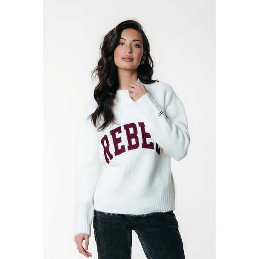 Colourful Rebel Rundhals-Strickpullover - off white