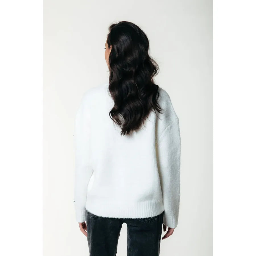 Colourful Rebel Rundhals-Strickpullover - off white